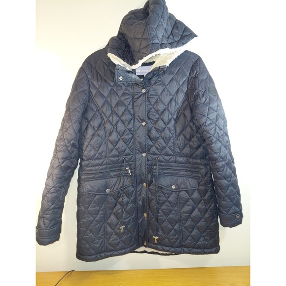 Madden Girl Faux Fur Lined Hood Puffer Quilted Large Black Jacket - Picture 2 of 15